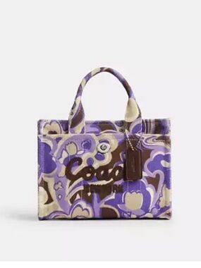 Coach Purple Floral Print  Tote Bag COACH Cargo Tote Bag 20